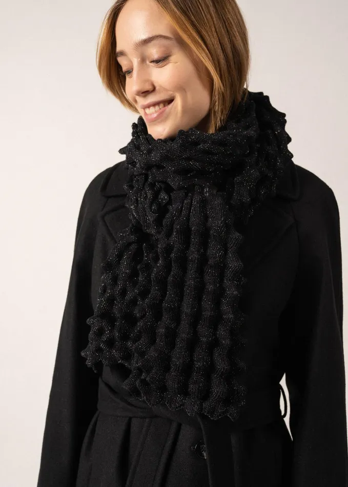 Alveole Lurex Long Fancy Knit Lurex Scarf Navychampagne Women Saint James Aw24
