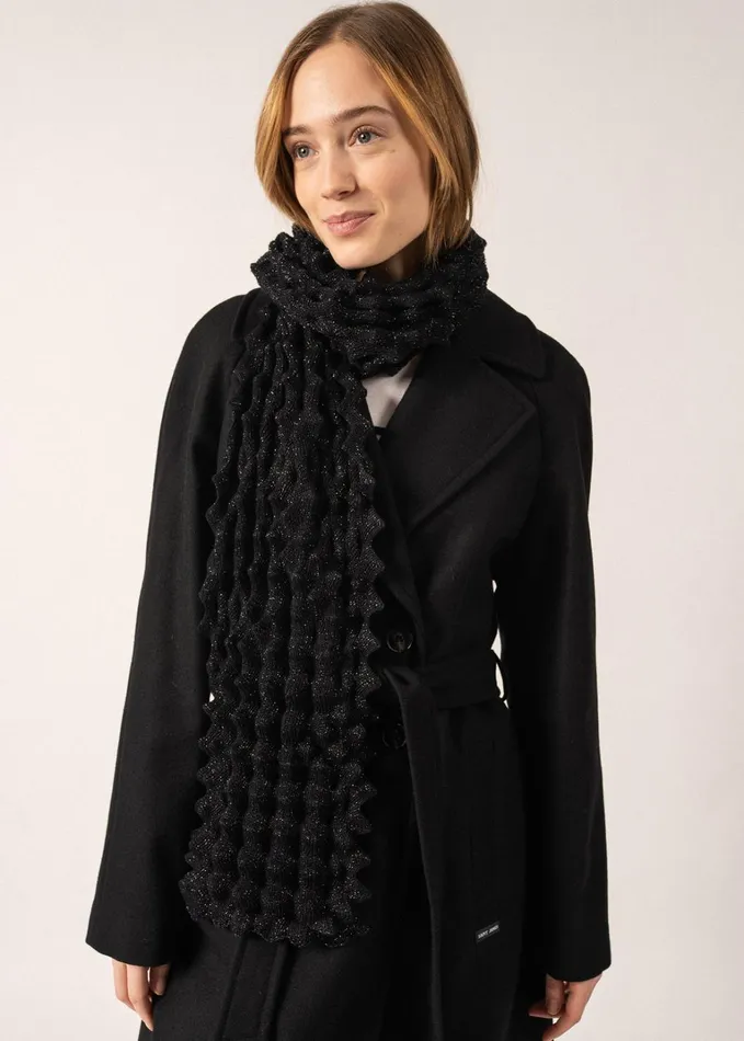 Alveole Lurex Long Fancy Knit Lurex Scarf Navychampagne Women Saint James Aw24