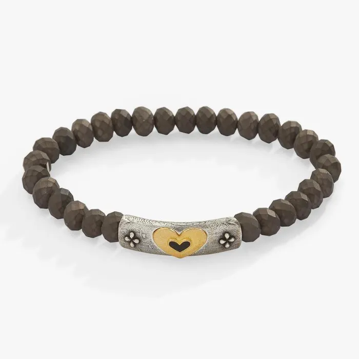 Antique Heart Stretch Bracelet Two Tone Women Alex And Ani Heart