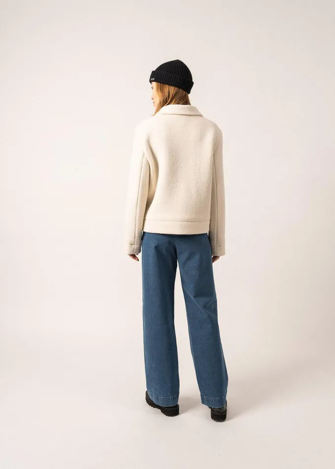 Ardeche Boiled Wool Jacket With Patch Pockets Winterwhite Women Saint James Coats and Raincoats
