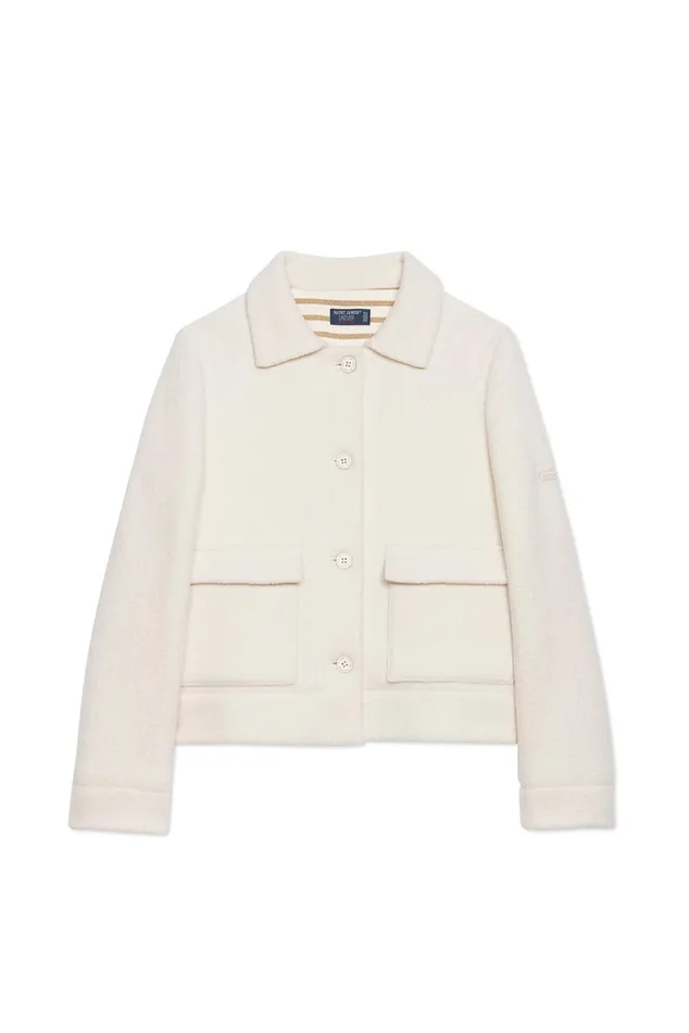 Ardeche Boiled Wool Jacket With Patch Pockets Winterwhite Women Saint James Sweaters Cardigans and Jackets
