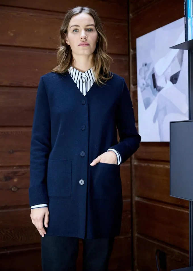 Argeles Long Jacket 100 Wool Navy Women Saint James Sweaters Cardigans and Jackets Argeles Long Jacket 100 Wool Navy Women Saint James Sweaters Cardigans and Jackets