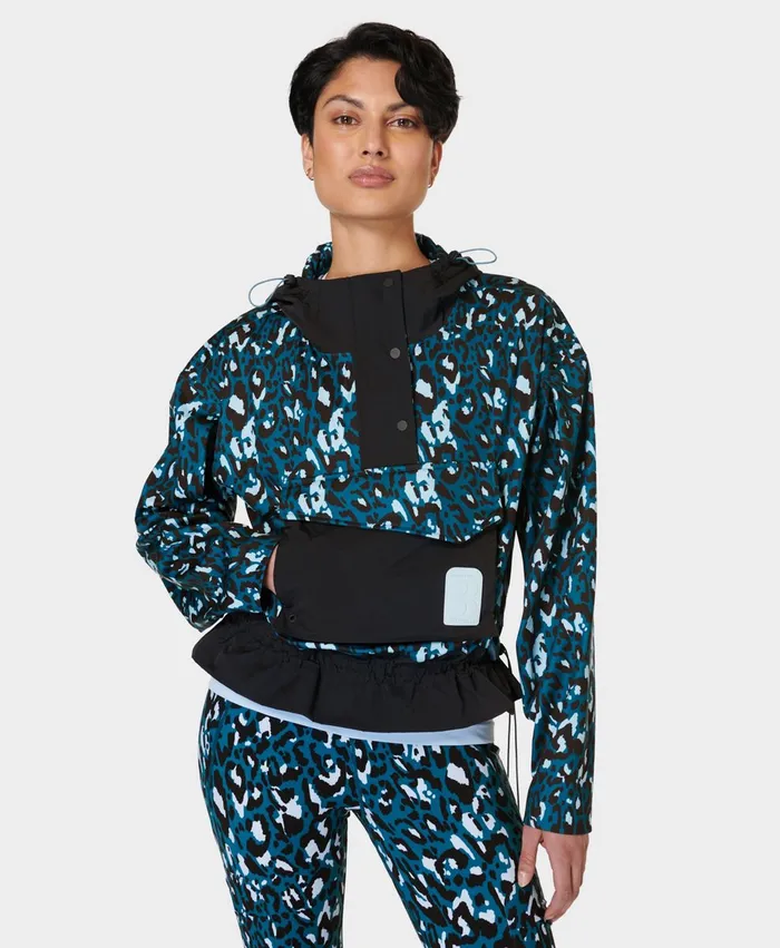 Ascend Whisper Anorak X Sweaty Betty Blue Brushstroke Leopardblack Women Merrell Outerwear