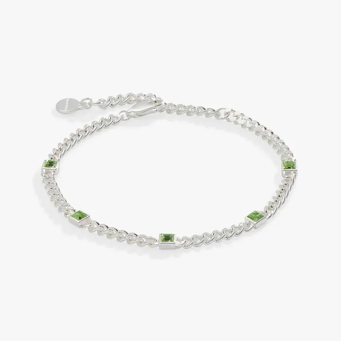 August Birthstone Peridot Curb Chain Bracelet Silver Women Alex And Ani Strength Protection
