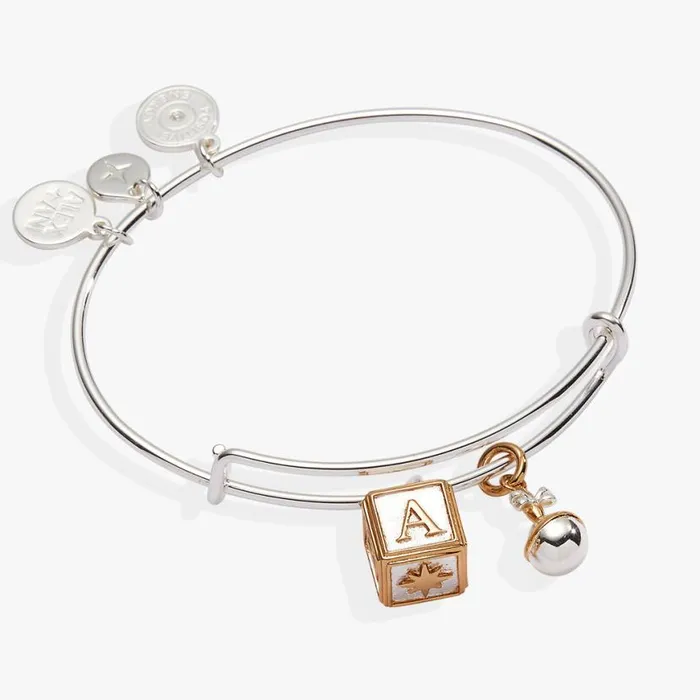 Baby Block And Rattle Bangle Two Tone Women Alex And Ani Bracelets