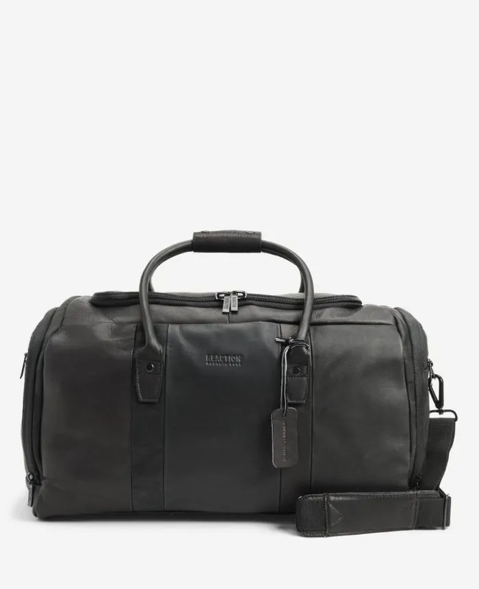 Bags and Belts Men Kenneth Cole Leather Duffel Bag Black