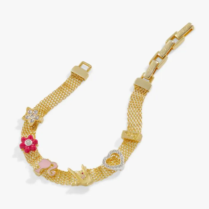 Barbie Multicharm Mesh Chain Bracelet Gold Women Alex And Ani Flower