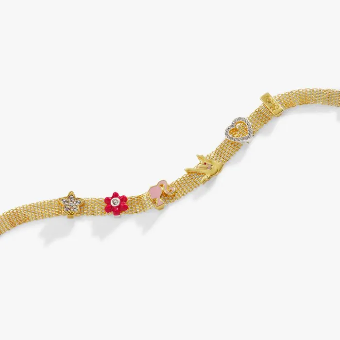 Barbie Multicharm Mesh Chain Bracelet Gold Women Alex And Ani Flower