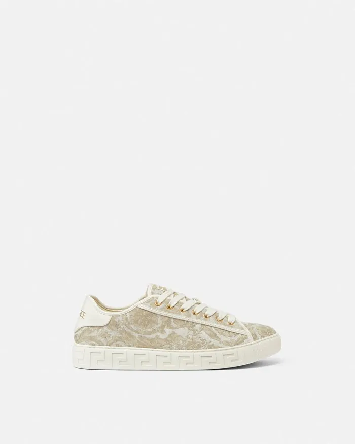 Barocco Greca Sneakers Beigeprint Men Versace Sneakers