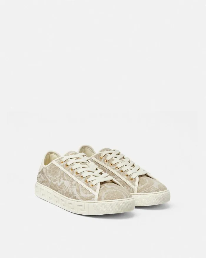 Barocco Greca Sneakers Beigeprint Men Versace Sneakers