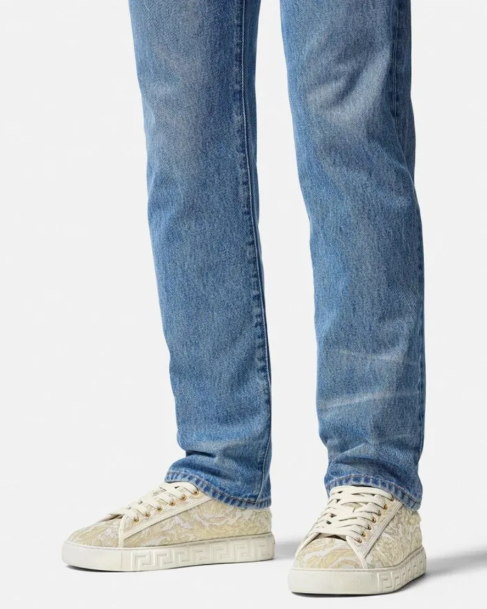 Barocco Greca Sneakers Beigeprint Men Versace Sneakers