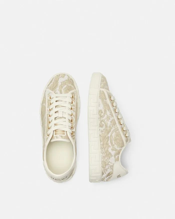 Barocco Greca Sneakers Beigeprint Men Versace Sneakers