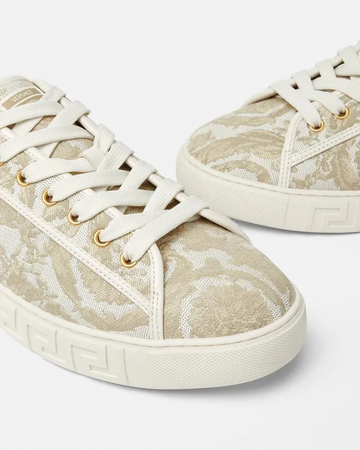 Barocco Greca Sneakers Beigeprint Men Versace Sneakers