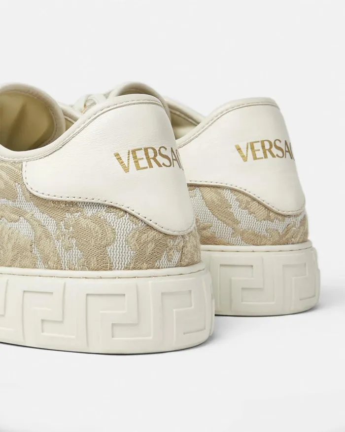 Barocco Greca Sneakers Beigeprint Men Versace Sneakers