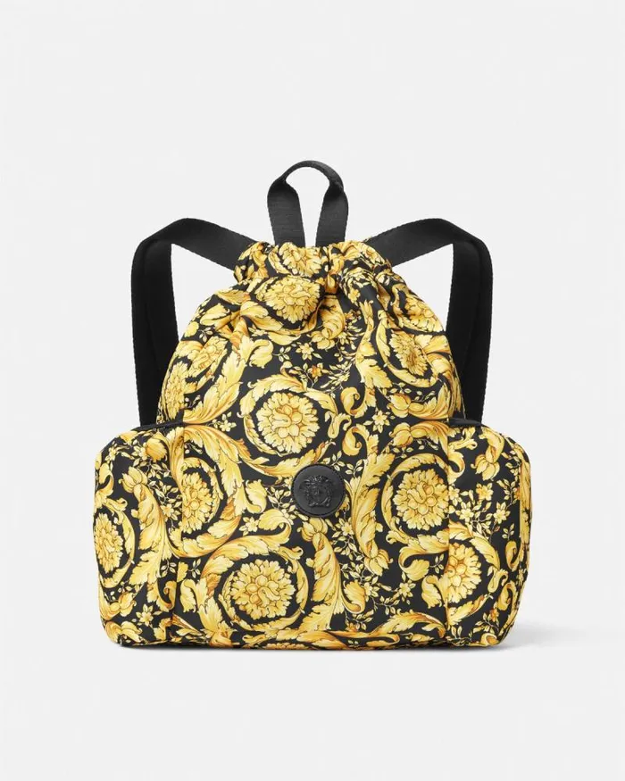 Barocco Kids Drawstring Backpack Black Children Versace Accessories