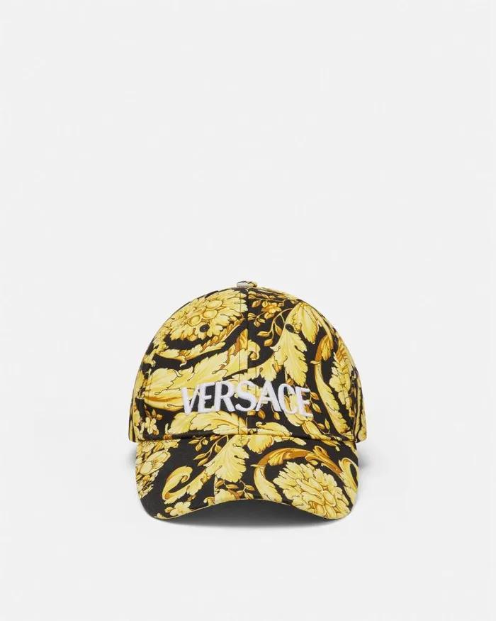 Barocco Logo Baseball Cap Blackprint WomenMen Versace Hats and Caps