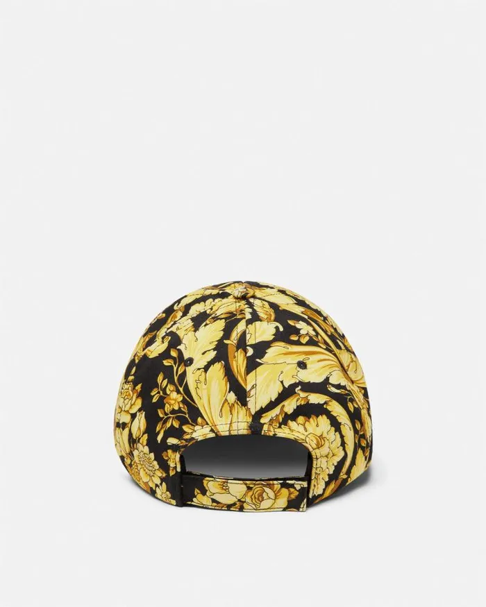 Barocco Logo Baseball Cap Blackprint WomenMen Versace Hats and Caps
