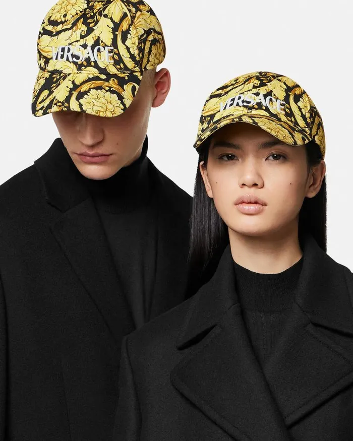 Barocco Logo Baseball Cap Blackprint WomenMen Versace Hats and Caps