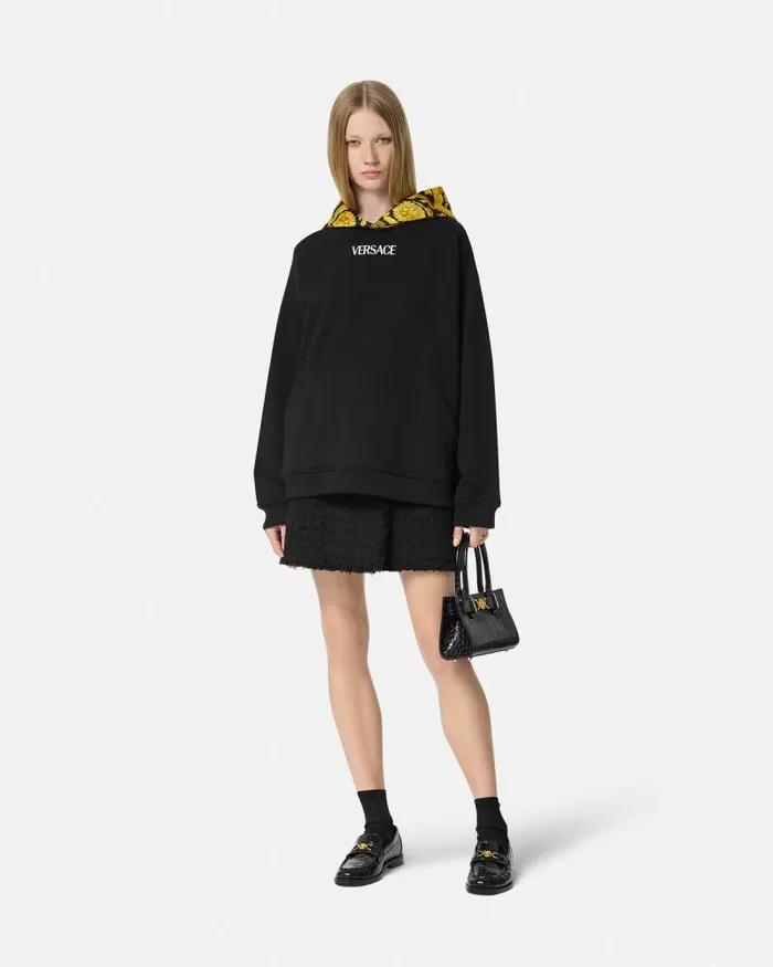 Barocco Paneled Hoodie Blackprint Women Versace TShirts and Sweatshirts