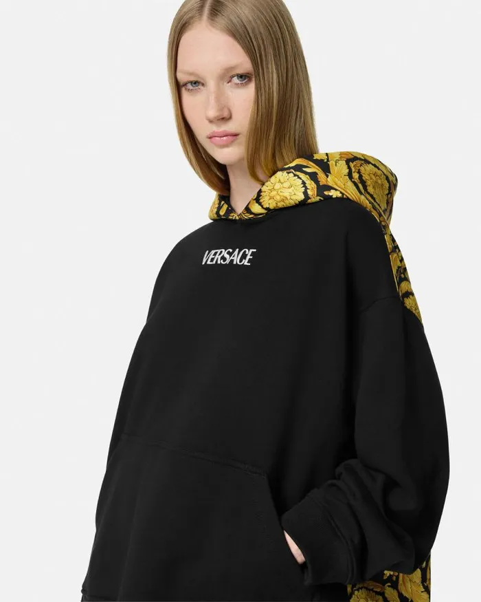 Barocco Paneled Hoodie Blackprint Women Versace TShirts and Sweatshirts