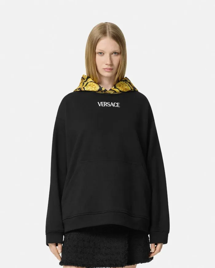 Barocco Paneled Hoodie Blackprint Women Versace TShirts and Sweatshirts