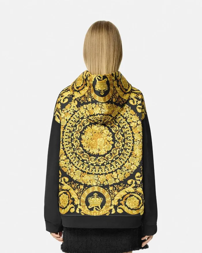 Barocco Paneled Hoodie Blackprint Women Versace TShirts and Sweatshirts