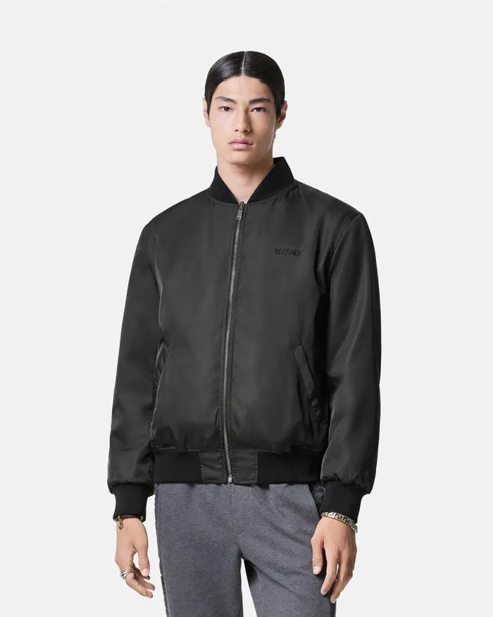 Barocco Reversible Bomber Jacket Gray Men Versace Jackets and Coats
