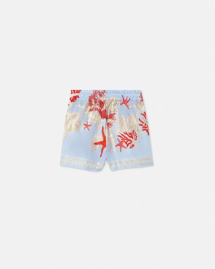 Barocco Sea Baby Silk Shorts Blueprint Children Versace Clothing