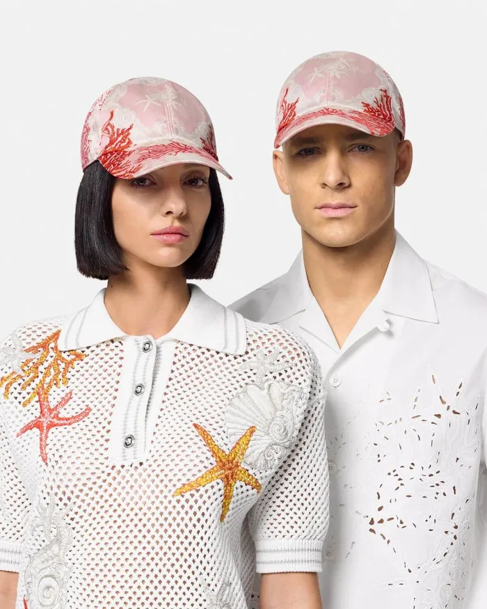 Barocco Sea Baseball Cap Pinkprint WomenMen Versace Hats and Caps