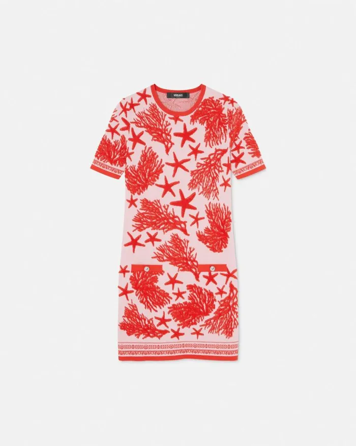 Barocco Sea Knit Midi Dress Light Pink Women Versace Dresses