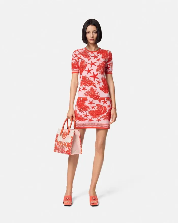 Barocco Sea Knit Midi Dress Light Pink Women Versace Dresses
