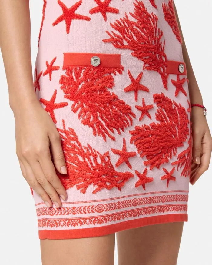 Barocco Sea Knit Midi Dress Light Pink Women Versace Dresses