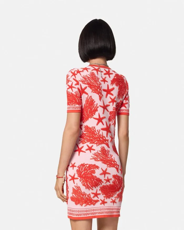 Barocco Sea Knit Midi Dress Light Pink Women Versace Dresses