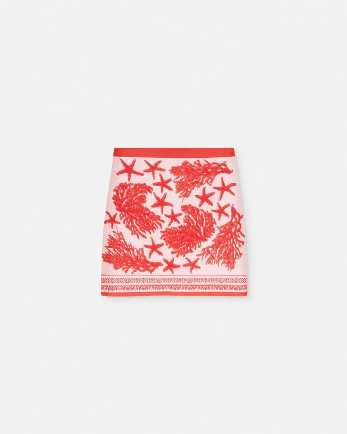 Barocco Sea Knit Mini Skirt Light Pink Women Versace Knitwear