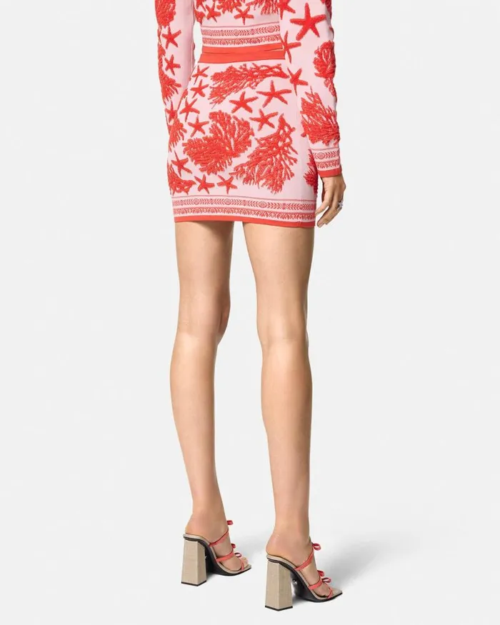 Barocco Sea Knit Mini Skirt Light Pink Women Versace Knitwear