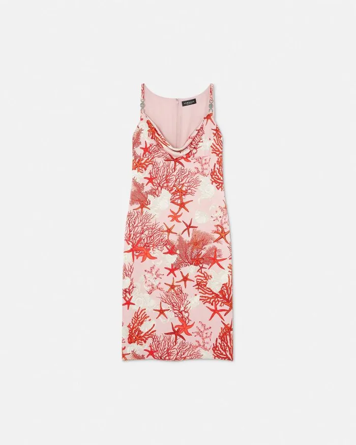 Barocco Sea Silk Slip Mini Dress Pinkprint Women Versace Dresses