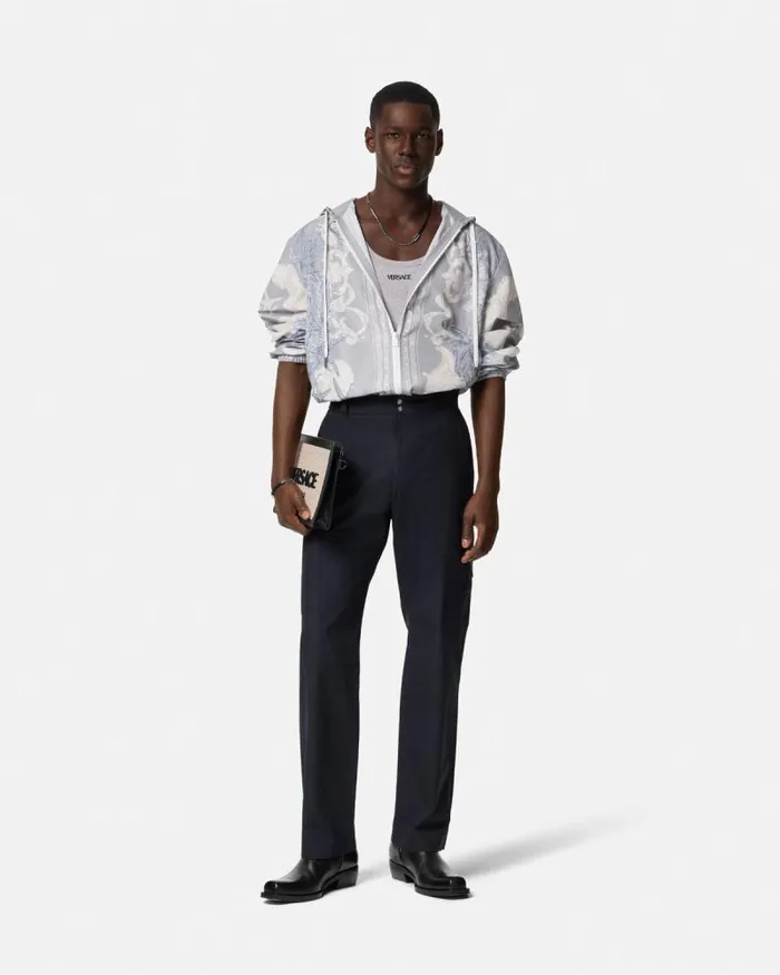 Barocco Sea Windbreaker Jacket Blueprint Men Versace Jackets and Coats