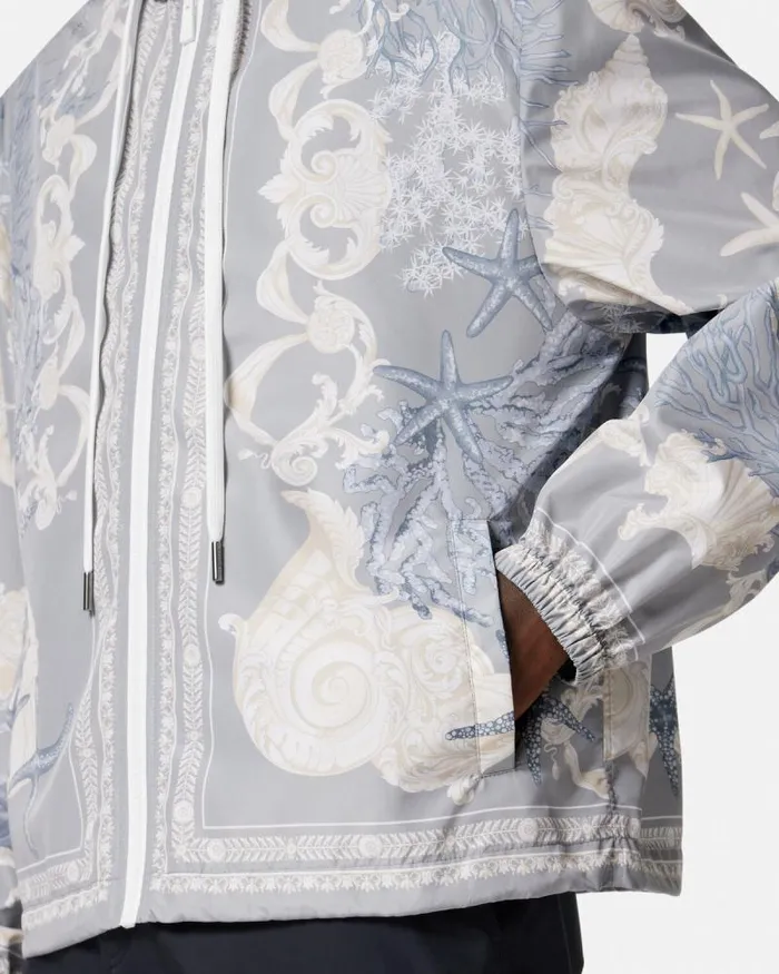 Barocco Sea Windbreaker Jacket Blueprint Men Versace Jackets and Coats