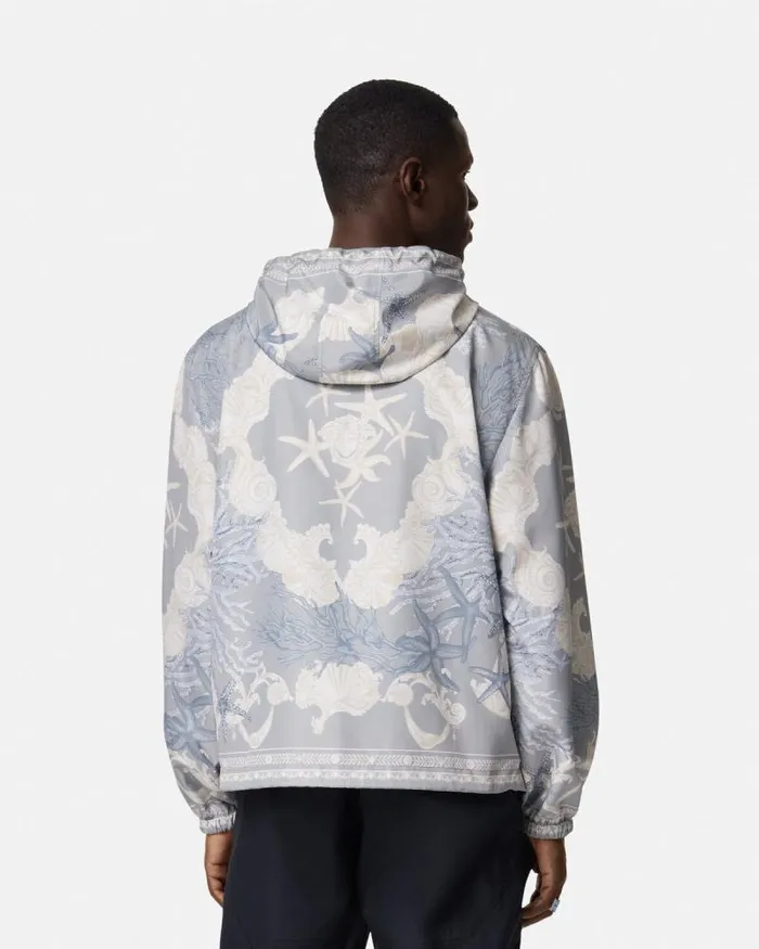 Barocco Sea Windbreaker Jacket Blueprint Men Versace Jackets and Coats
