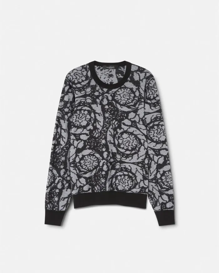 Barocco Silhouette Vanis Sweater Blacksilver Men Versace Knitwear