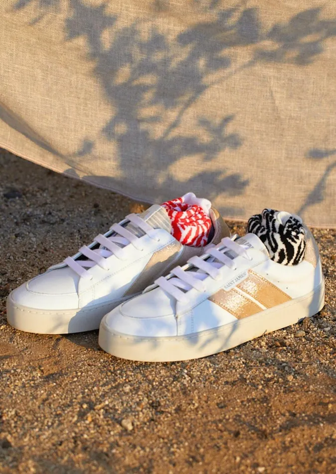 Bask Caval Sustainable Sneakers By Caval Whitegoldlurex Women Saint James Shoes and Socks