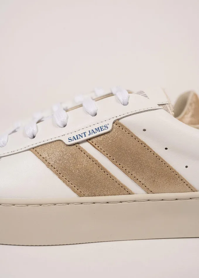 Bask Caval Sustainable Sneakers By Caval Whitegoldlurex Women Saint James Shoes and Socks