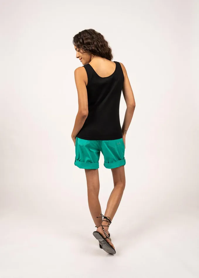 Bastia Iii Cotton Tank Top Slim Fit Black Women Saint James TShirts and Tops