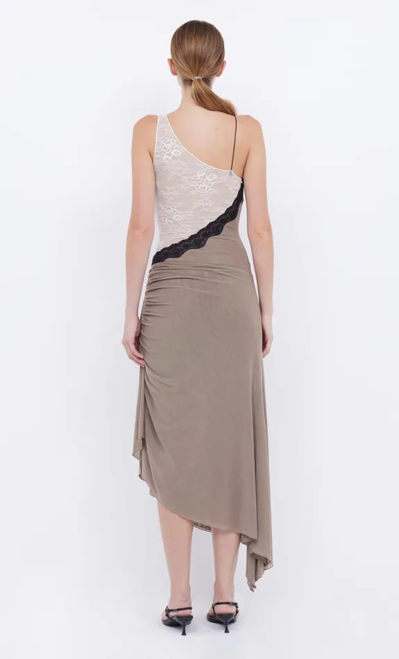 Bec Bridge ABRIELLE ASYM MIDI DRESS 8211 TAUPEIVORY Women Wedding Guest