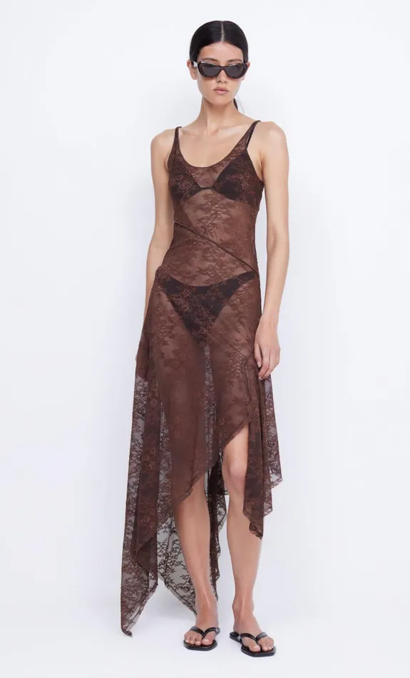 Bec Bridge ADONIA ASYM MIDI DRESS 8211 CHOCOLATE Women Maxi Dresses