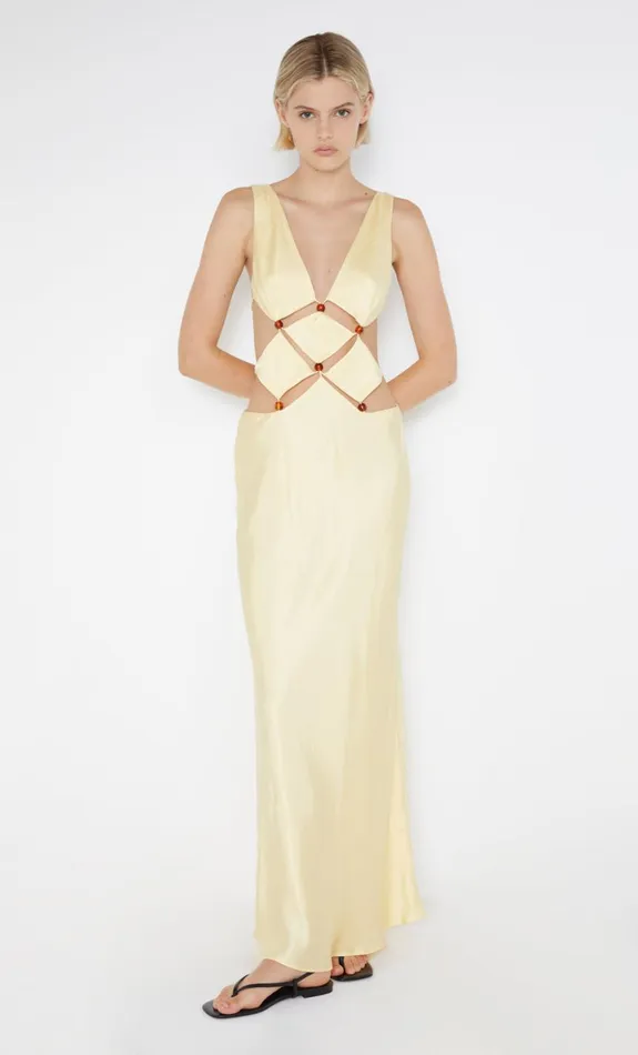 Bec Bridge AGATHE DIAMOND DRESS 8211 BUTTER YELLOW Women Prom Dresses