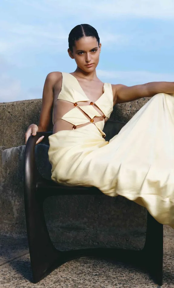 Bec Bridge AGATHE DIAMOND DRESS 8211 BUTTER YELLOW Women Prom Dresses