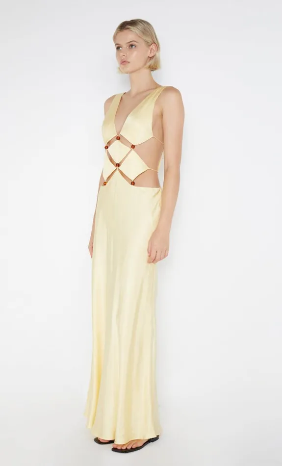 Bec Bridge AGATHE DIAMOND DRESS 8211 BUTTER YELLOW Women Prom Dresses