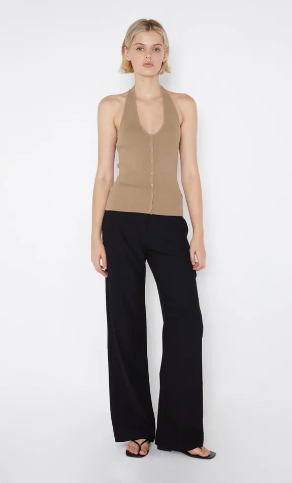 Bec Bridge AMALFI HALTER KNIT TOP 8211 TOBACCO Women Sleeveless