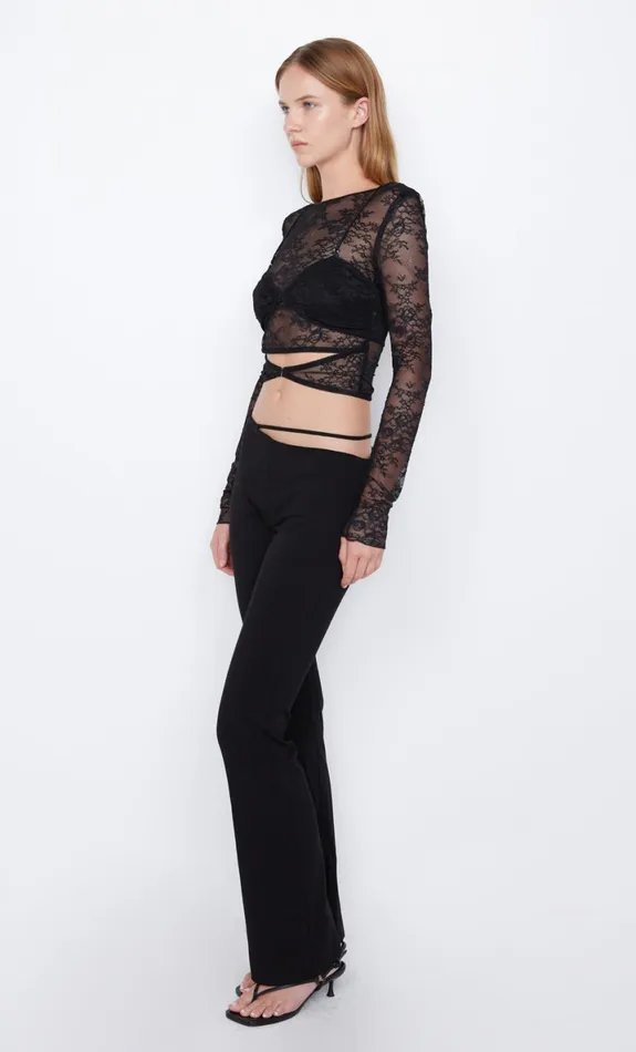 Bec Bridge AMORAS LONG SLEEVE TOP 8211 BLACK Women Cropped